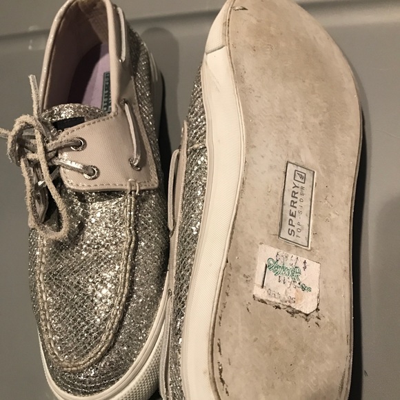 Gently worn Silver Sparkly Sperry’s - Picture 3 of 3